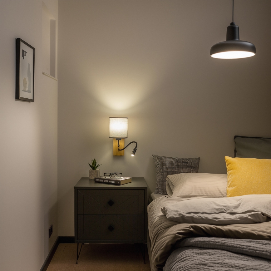 Brilagi - LED Flexibilná nástenná lampa NUBILA WOOD 1xE27/25W/230V + LED/3W dub/šedá