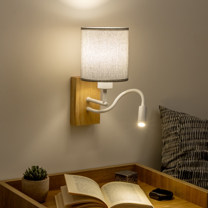 Brilagi - LED Flexibilná nástenná lampa NUBILA WOOD 1xE27/25W/230V + LED/3W dub/šedá