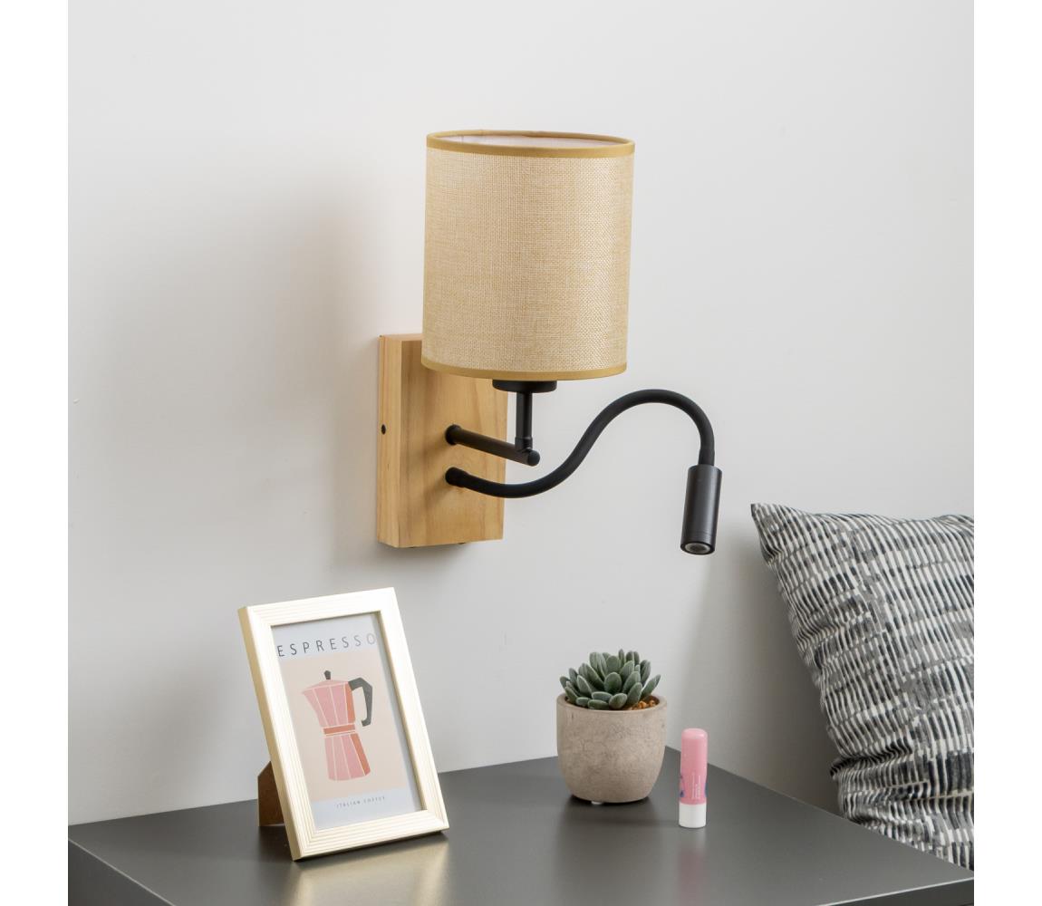 Brilagi - LED Nástenná lampa NUBILA WOOD 1xE27/25W/230V +LED/3W dub/svetlohnedá BG1564+BG1584