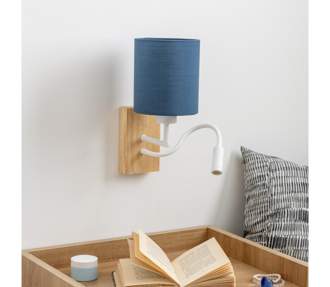 Brilagi - LED Nástenná lampa NUBILA WOOD 1xE27/25W/230V+ LED/3W dub/tmavomodrá BG1565+BG1575