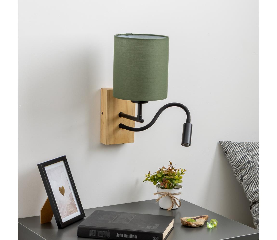 Brilagi - LED Nástenná lampa NUBILA WOOD 1xE27/25W/230V + LED/3W dub/zelená BG1564+BG1576