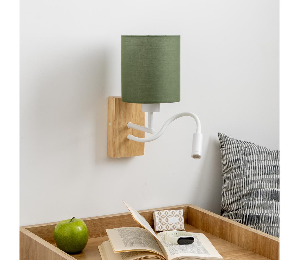 Brilagi - LED Nástenná lampa NUBILA WOOD 1xE27/25W/230V + LED/3W dub/zelená BG1565+BG1576