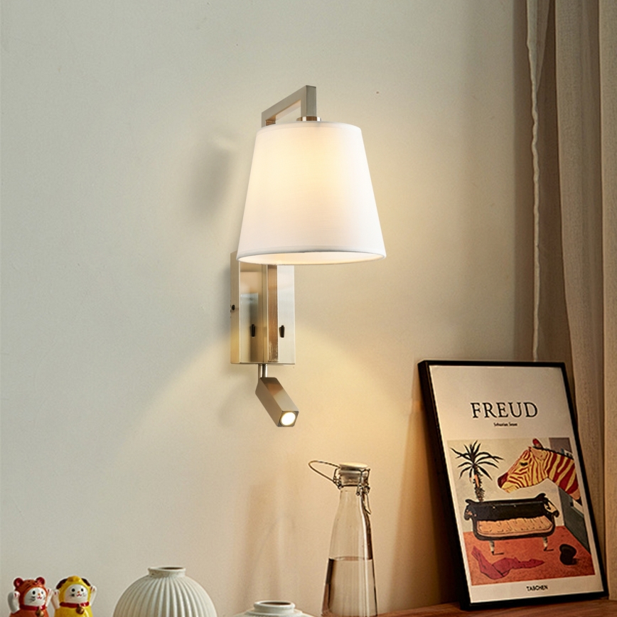 Brilagi - LED Nástenná lampa RAYA 1xE14/40W/230V + LED/3W biela/matný chróm
