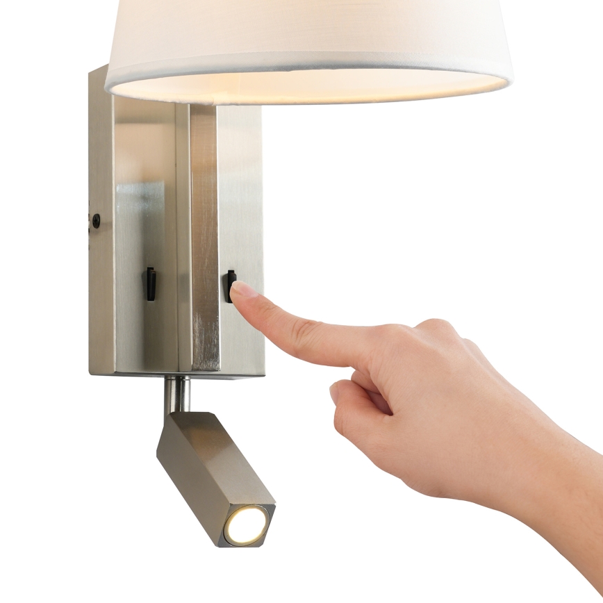 Brilagi - LED Nástenná lampa RAYA 1xE14/40W/230V + LED/3W biela/matný chróm