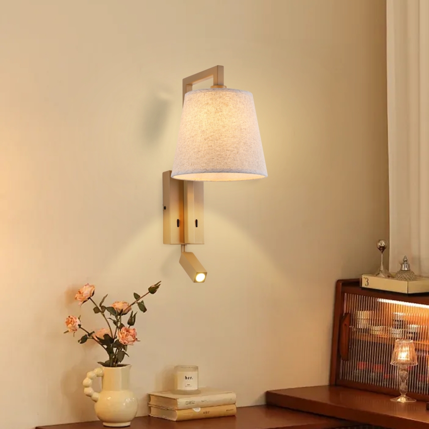 Brilagi - LED Nástenná lampa RAYA 1xE14/40W/230V + LED/3W ľan/béžová