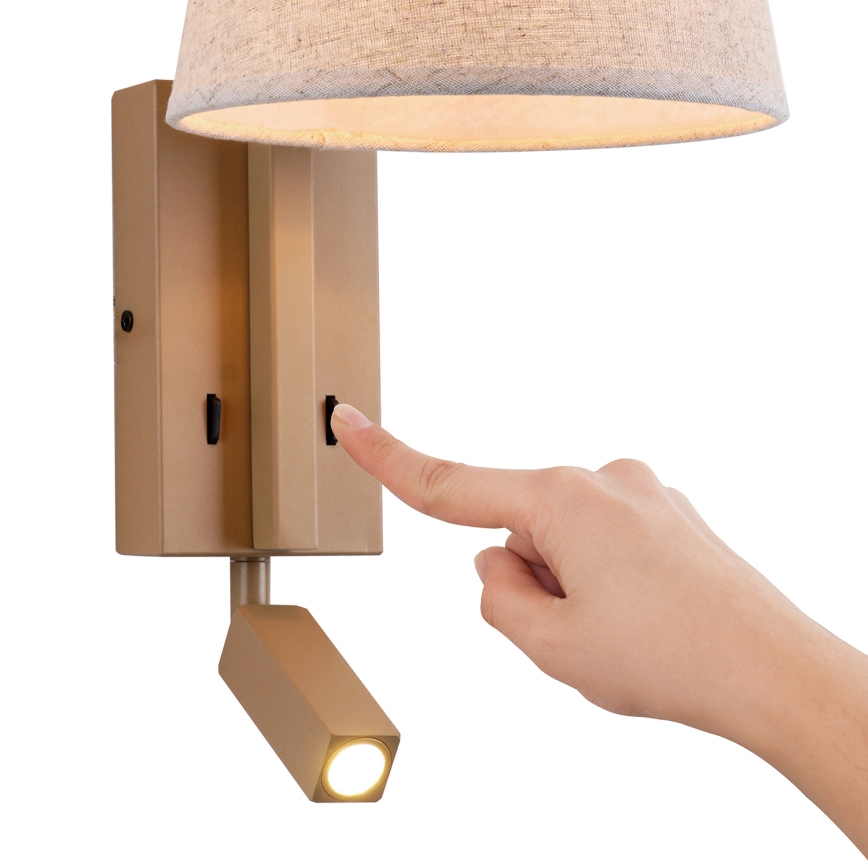 Brilagi - LED Nástenná lampa RAYA 1xE14/40W/230V + LED/3W ľan/béžová