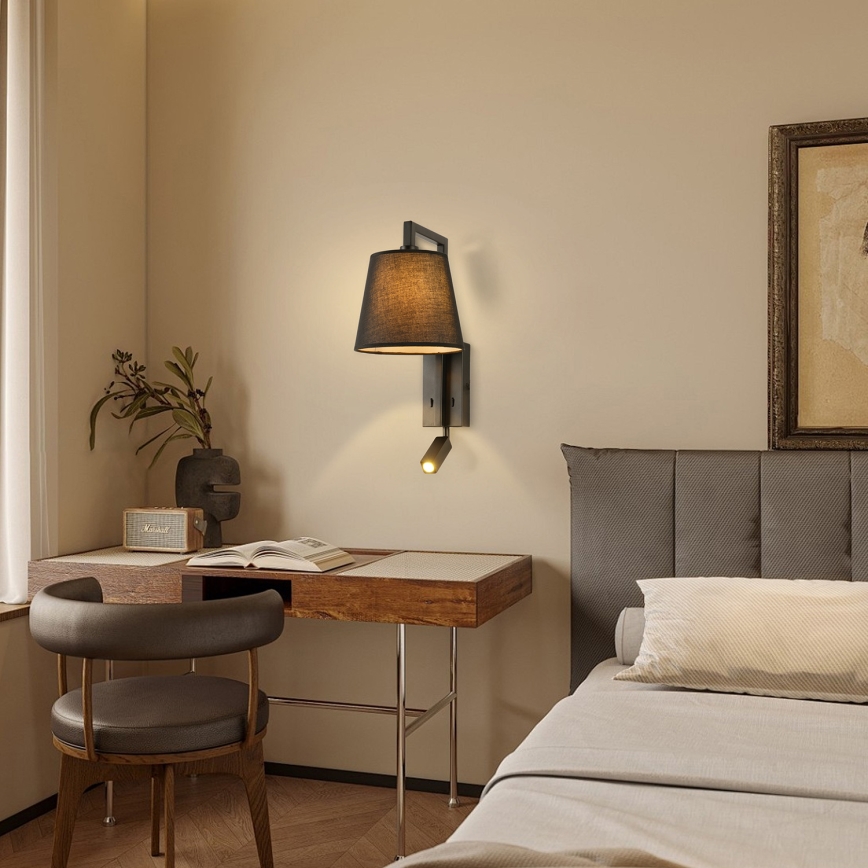 Brilagi - LED Nástenná lampa RAYAS 1xE14/40W/230V + LED/3W čierna
