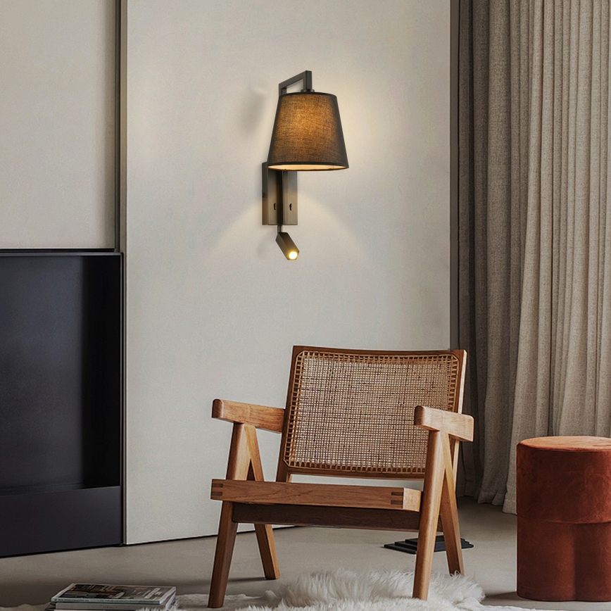 Brilagi - LED Nástenná lampa RAYAS 1xE14/40W/230V + LED/3W čierna