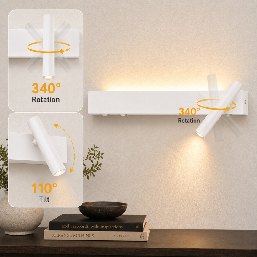 Brilagi - LED nástenné bodové svietidlo ARLIX LED/3W/230V + LED/7W biela CRI 90