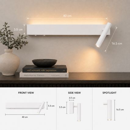 Brilagi - LED nástenné bodové svietidlo ARLIX LED/3W/230V + LED/7W biela CRI 90