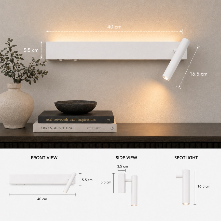 Brilagi - LED nástenné bodové svietidlo ARLIX LED/3W/230V + LED/7W biela CRI 90