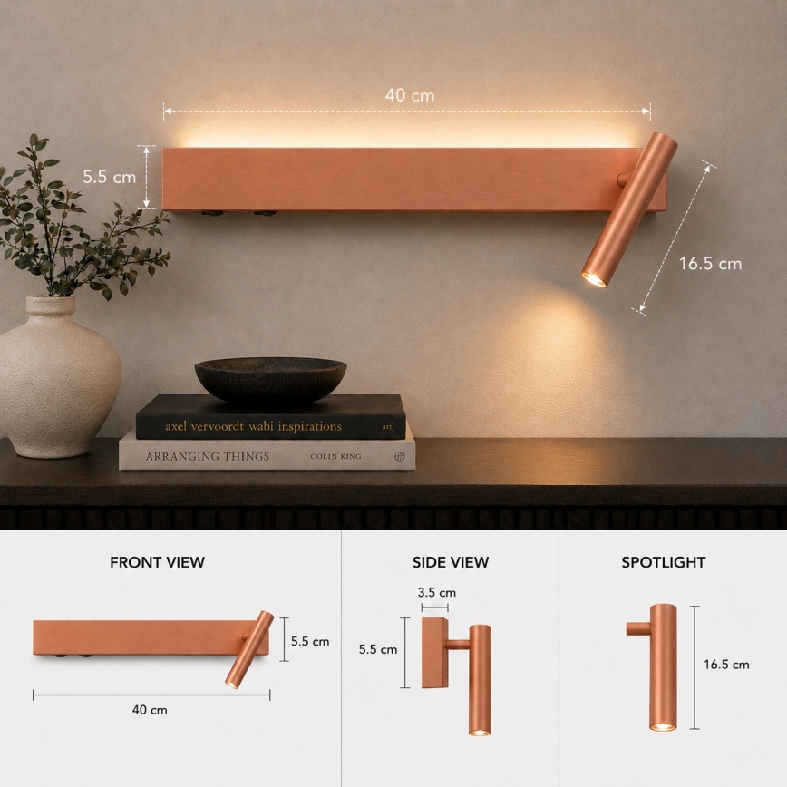 Brilagi - LED nástenné bodové svietidlo ARLIX LED/3W/230V + LED/7W bronzové CRI 90