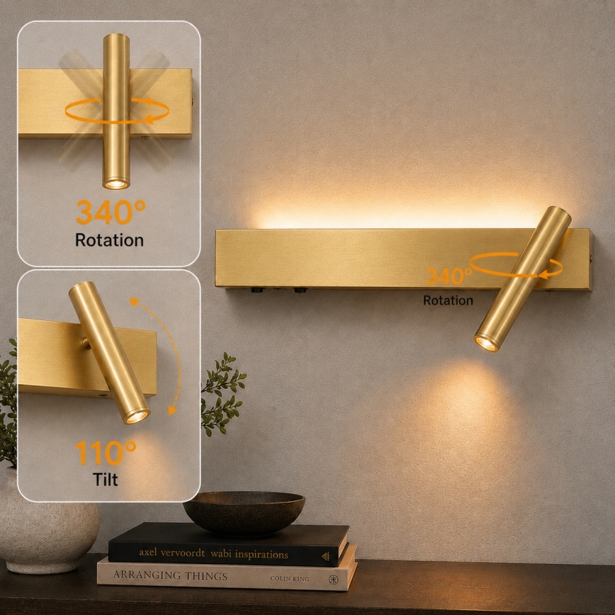 Brilagi - LED nástenné bodové svietidlo ARLIX LED/3W/230V + LED/7W zlaté CRI 90