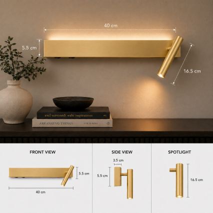 Brilagi - LED nástenné bodové svietidlo ARLIX LED/3W/230V + LED/7W zlaté CRI 90