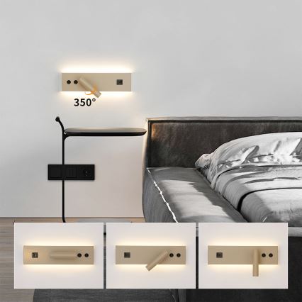 Brilagi - LED nástenné bodové svietidlo s USB portom NOCTIS LED/3W/230V + LED/9W béžové