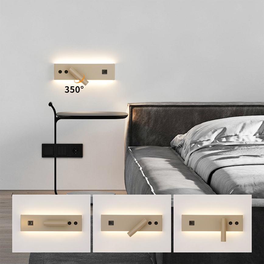 Brilagi - LED nástenné bodové svietidlo s USB portom NOCTIS LED/3W/230V + LED/9W béžové