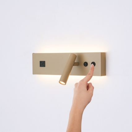 Brilagi - LED nástenné bodové svietidlo s USB portom NOCTIS LED/3W/230V + LED/9W béžové
