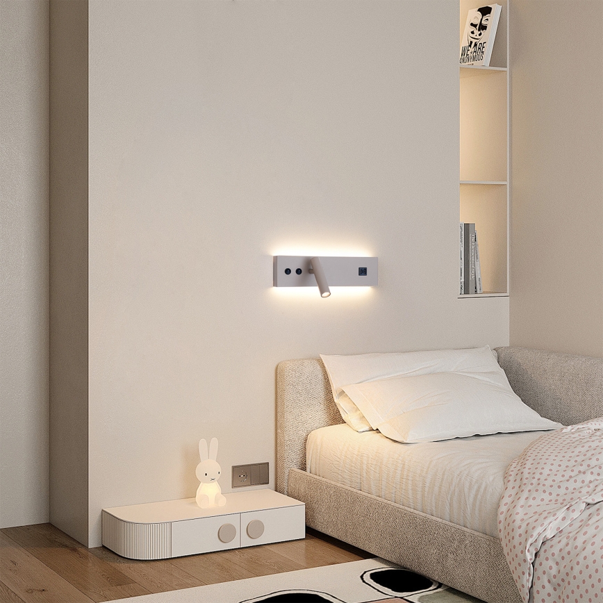 Brilagi - LED nástenné bodové svietidlo s USB portom NOCTIS LED/3W/230V + LED/9W béžové