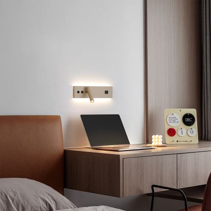 Brilagi - LED nástenné bodové svietidlo s USB portom NOCTIS LED/3W/230V + LED/9W béžové