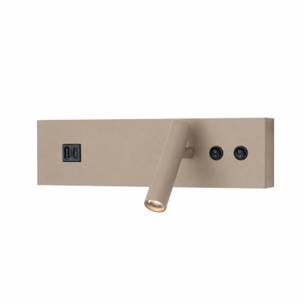 Brilagi - LED nástenné bodové svietidlo s USB portom NOCTIS LED/3W/230V + LED/9W béžové