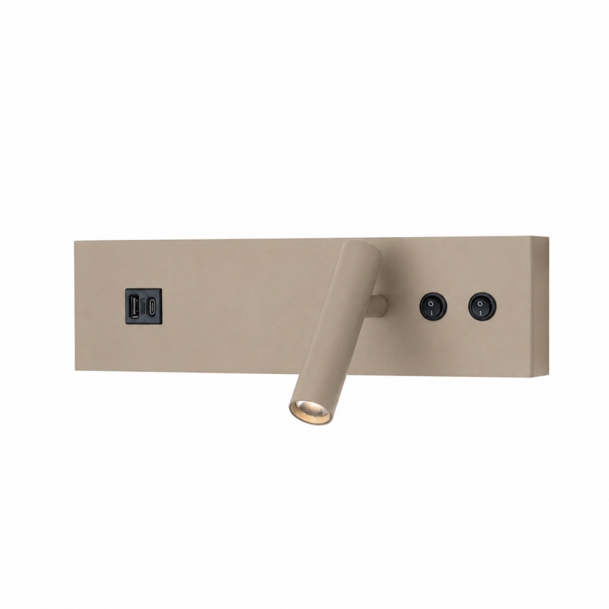 Brilagi - LED nástenné bodové svietidlo s USB portom NOCTIS LED/3W/230V + LED/9W béžové
