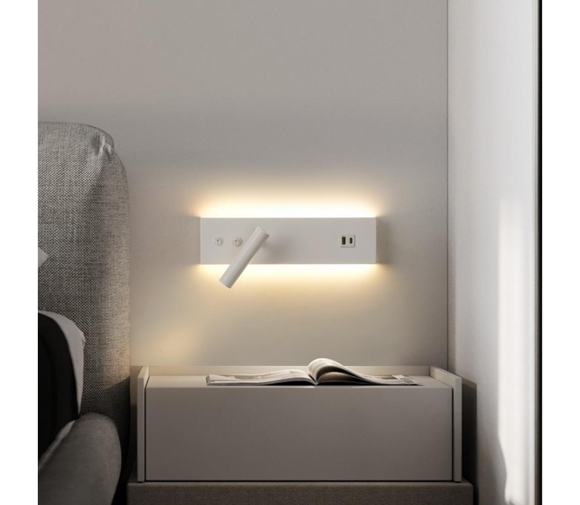 Brilagi-LED Nástenné bodové svietidlo s USB portom NOCTIS LED/3W/230V+LED/9W biela BRI300