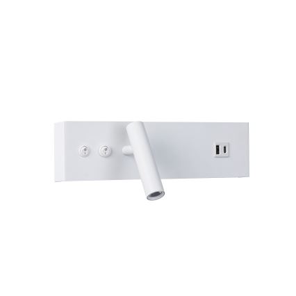 Brilagi - LED nástenné bodové svietidlo s USB portom NOCTIS LED/3W/230V + LED/9W biela