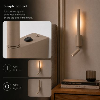 Brilagi - LED Nástenné bodové svietidlo VIXON LED/3W/230V + LED/5W béžová CRI 90