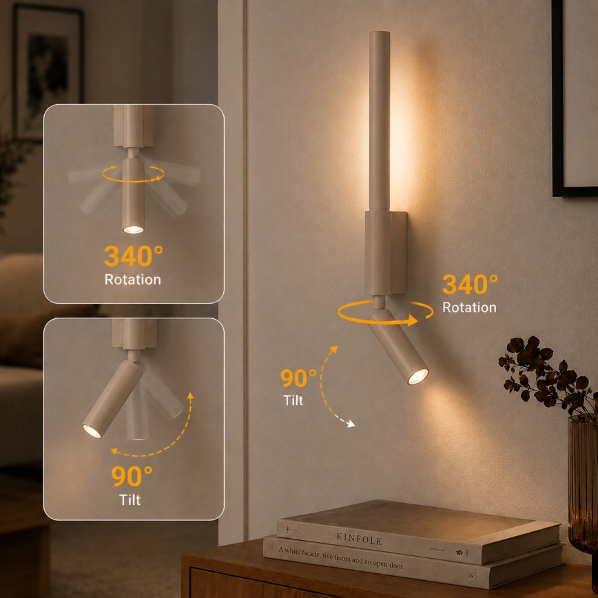 Brilagi - LED Nástenné bodové svietidlo VIXON LED/3W/230V + LED/5W béžová CRI 90