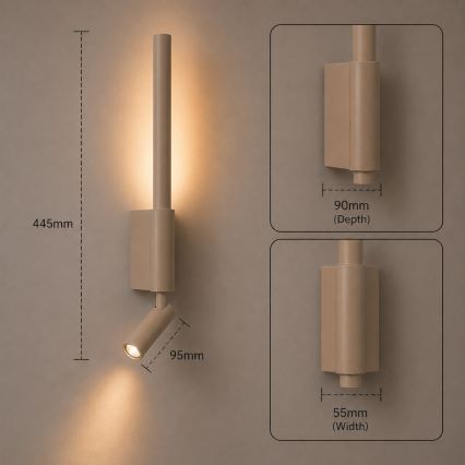 Brilagi - LED Nástenné bodové svietidlo VIXON LED/3W/230V + LED/5W béžová CRI 90