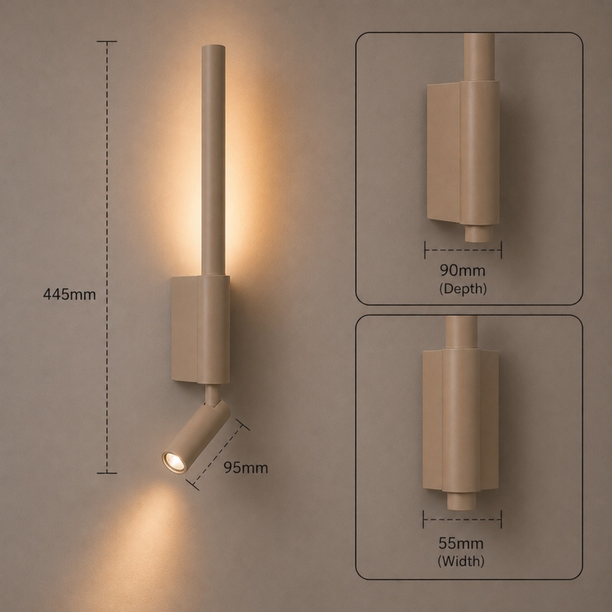 Brilagi - LED Nástenné bodové svietidlo VIXON LED/3W/230V + LED/5W béžová CRI 90