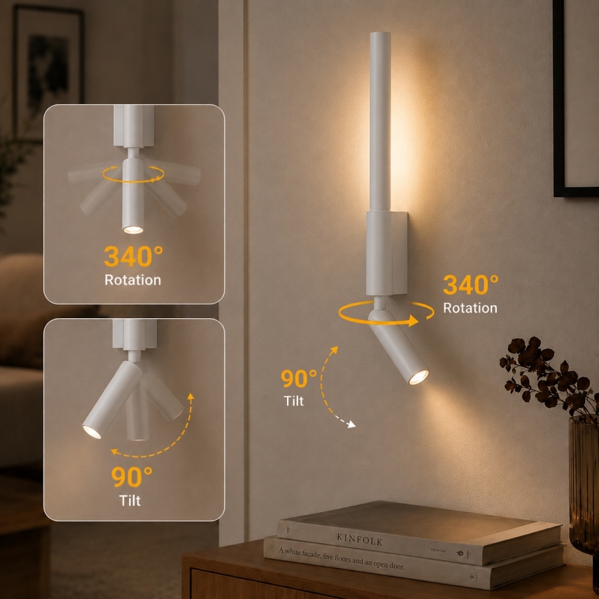 Brilagi - LED Nástenné bodové svietidlo VIXON LED/3W/230V + LED/5W biela CRI 90