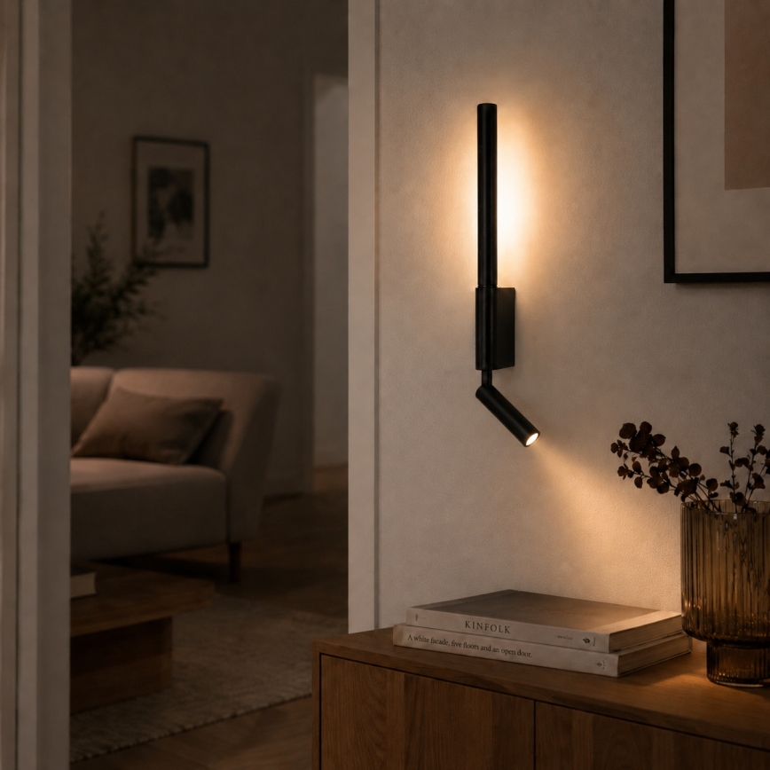 Brilagi - LED nástenné bodové svietidlo VIXON LED/3W/230V + LED/5W čierna CRI 90