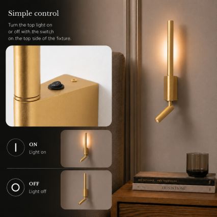 Brilagi - LED nástenné bodové svietidlo VIXON LED/3W/230V + LED/5W zlaté CRI 90