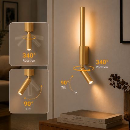 Brilagi - LED nástenné bodové svietidlo VIXON LED/3W/230V + LED/5W zlaté CRI 90