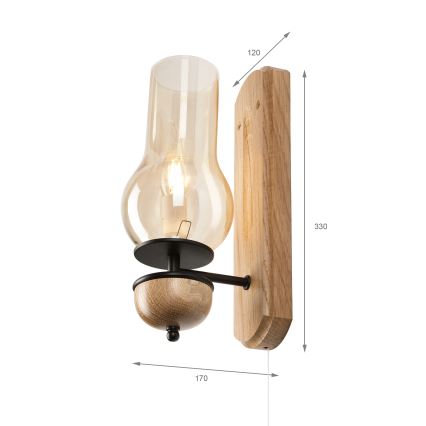 Brilagi - LED Nástenné svietidlo COTTAGE 1xE14/40W/230V dub/hnedá