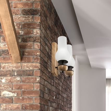 Brilagi - LED Nástenné svietidlo COTTAGE 2xE14/40W/230V dub/biela