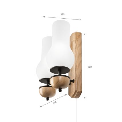 Brilagi - LED Nástenné svietidlo COTTAGE 2xE14/40W/230V dub/biela