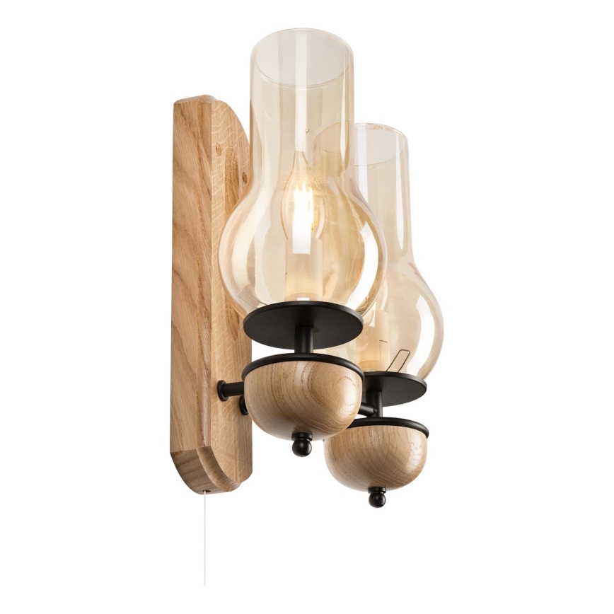 Brilagi - LED Nástenné svietidlo COTTAGE 2xE14/40W/230V dub/hnedá