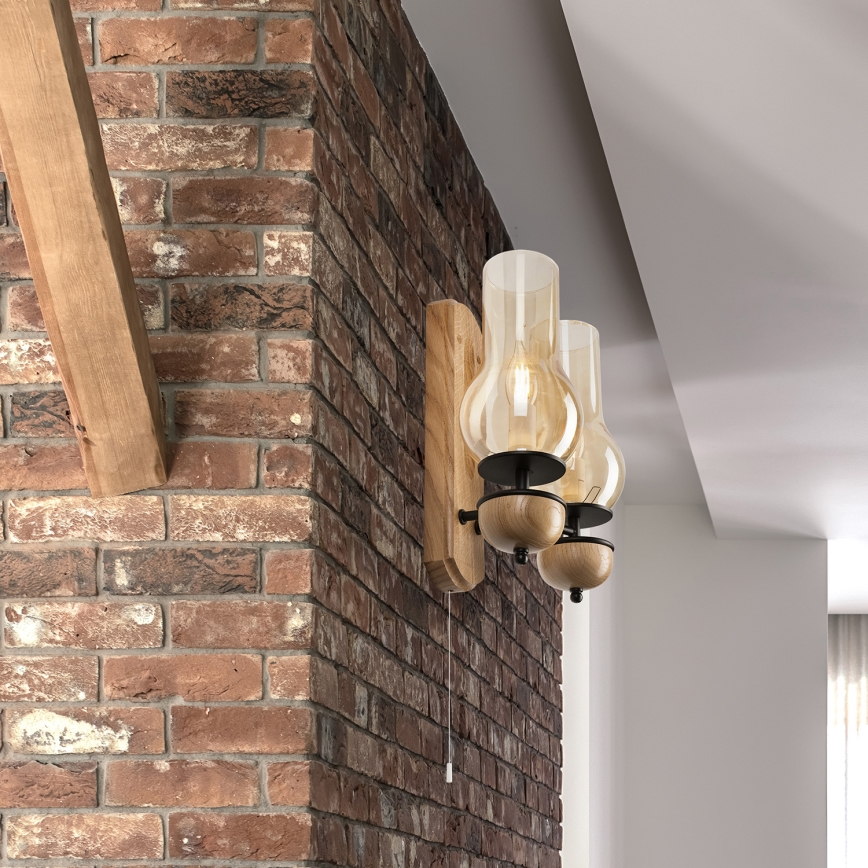 Brilagi - LED Nástenné svietidlo COTTAGE 2xE14/40W/230V dub/hnedá