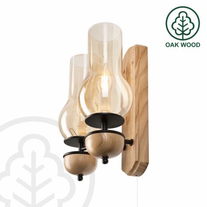 Brilagi - LED Nástenné svietidlo COTTAGE 2xE14/40W/230V dub/hnedá