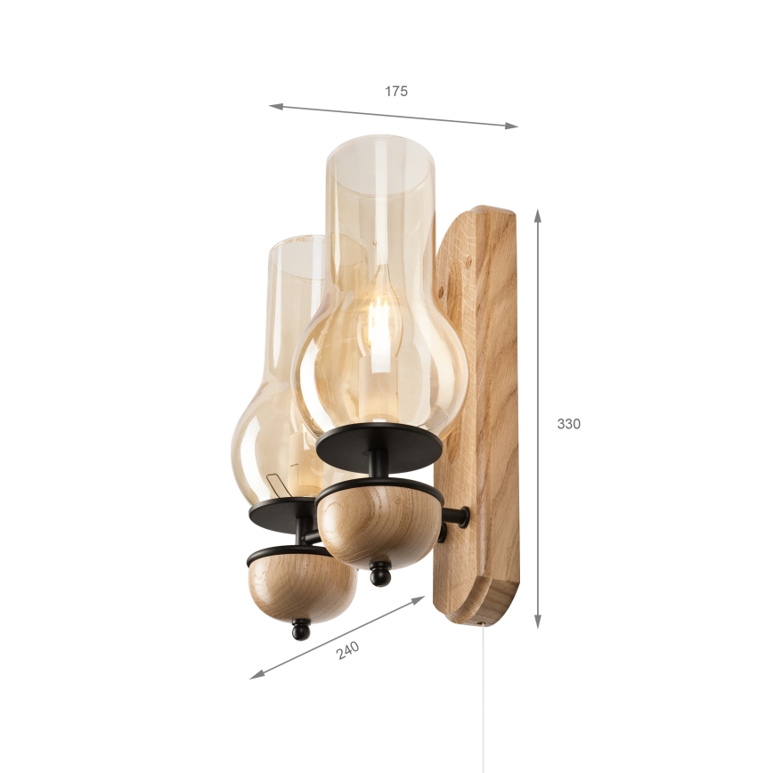 Brilagi - LED Nástenné svietidlo COTTAGE 2xE14/40W/230V dub/hnedá