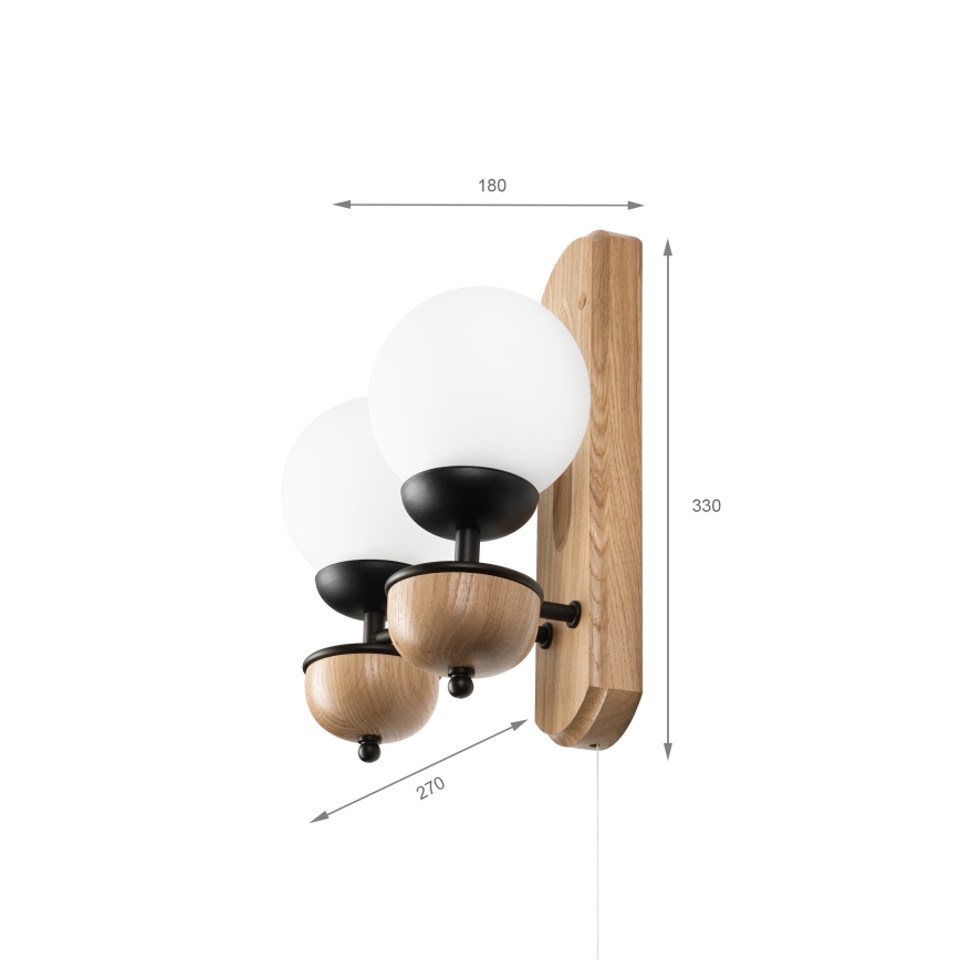 Brilagi - LED Nástenné svietidlo COTTAGE 2xG9/40W/230V dub/biela