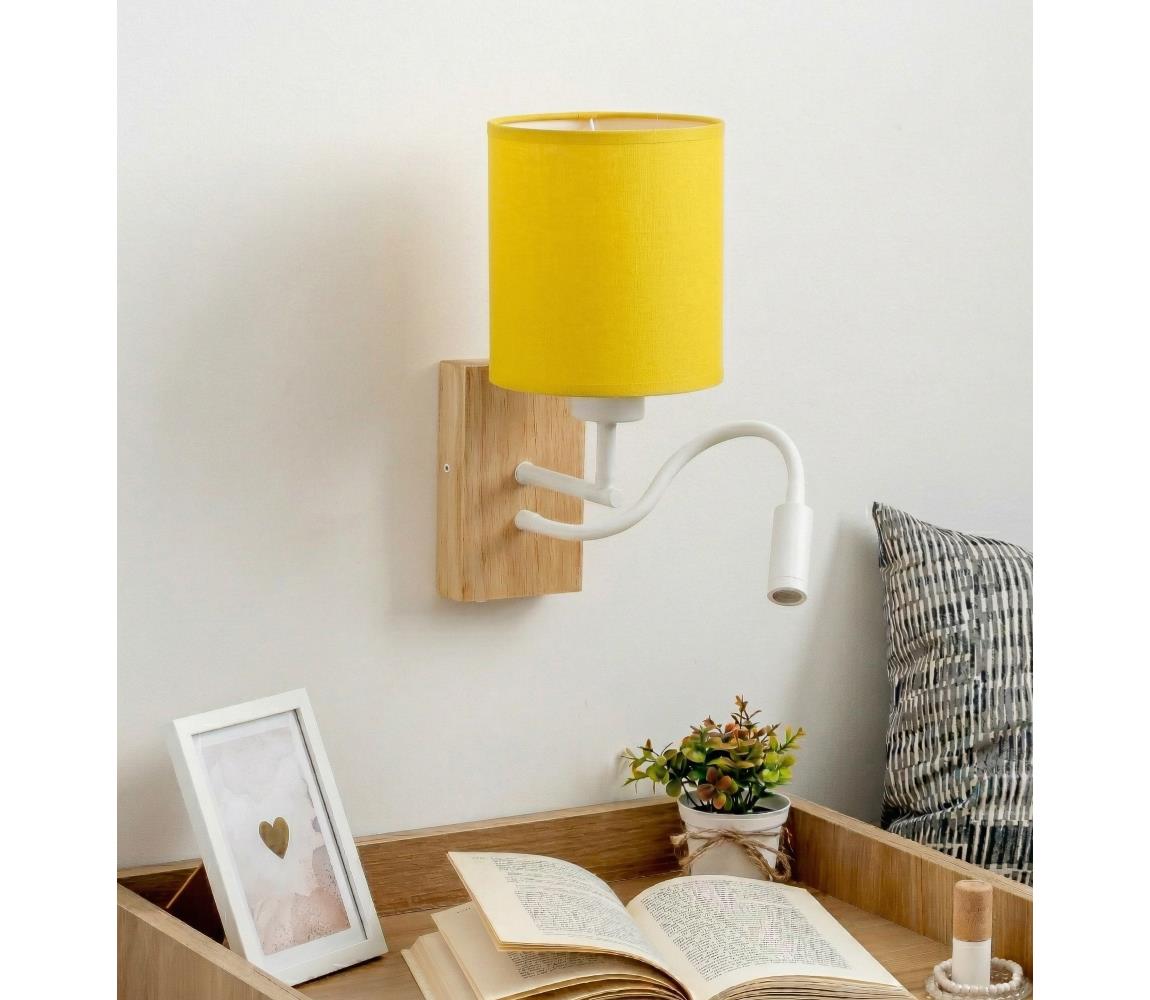 Brilagi - LED nástenné svietidlo NUBILA WOOD 1xE27/25W/230V + LED/3W dub/biela/žltá BG1565+BG2452