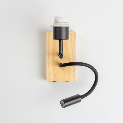 Brilagi - LED flexibilná nástenná lampa NUBILA WOOD 1xE27/25W/230V + LED/3W dub/čierna/žltá