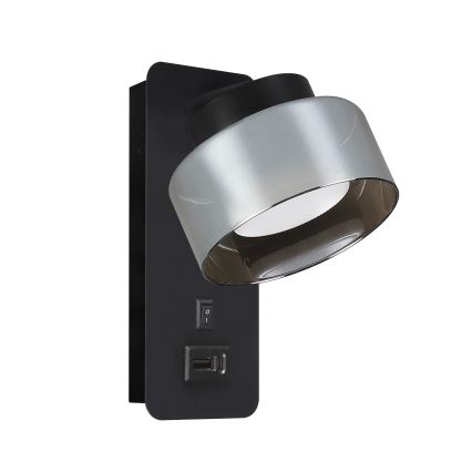 Brilagi - LED Nástenné svietidlo s USB portom AURA LUX 1xGX53/30W/230V čierna/dymová