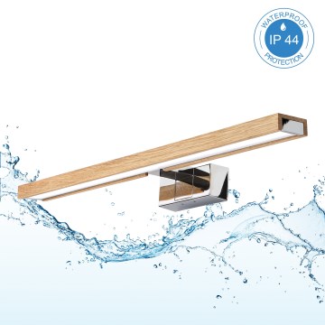 Brilagi - LED osvetlenie kúpeľňového zrkadla 3 v 1 WOODY MIRROR LED/12W/230V 60 cm IP44 lesklý chróm/dub