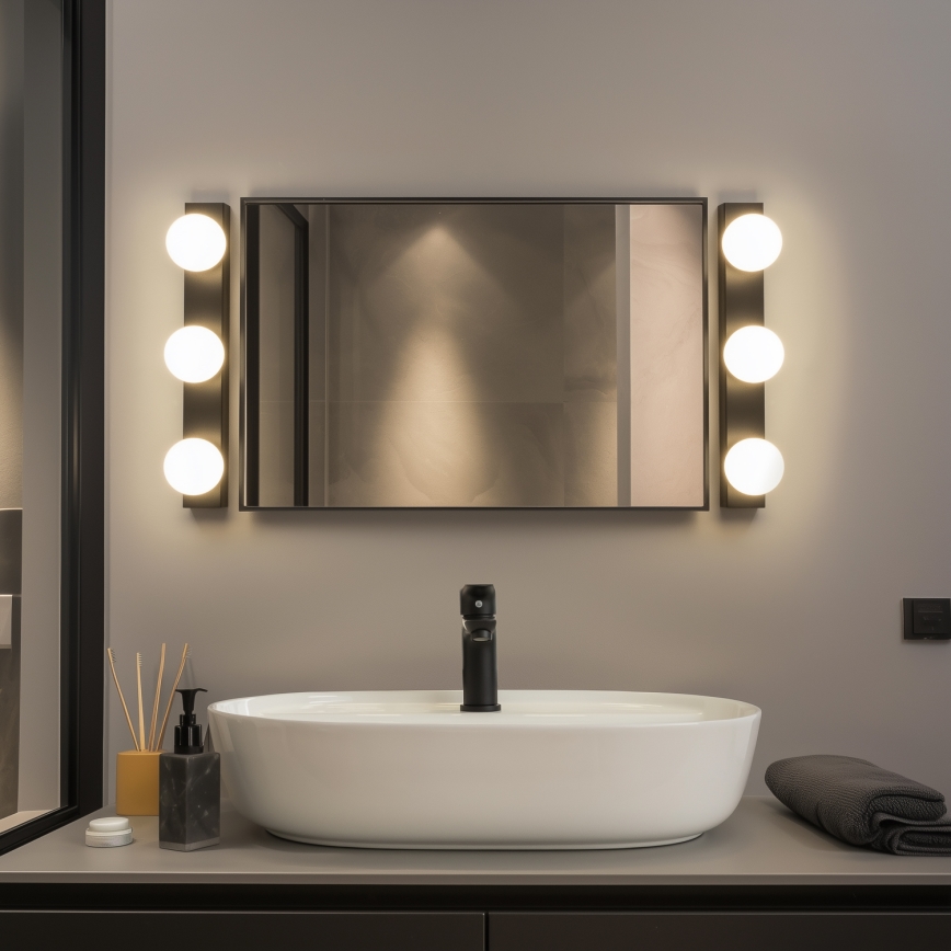 Brilagi - LED kúpeľňové osvetlenie na zrkadlo HOLLYWOOD 3xLED/3W/230V 39 cm IP44 čierne