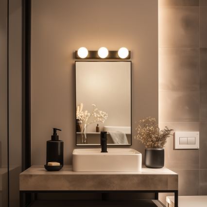 Brilagi - LED kúpeľňové osvetlenie na zrkadlo HOLLYWOOD 3xLED/3W/230V 39 cm IP44 čierne
