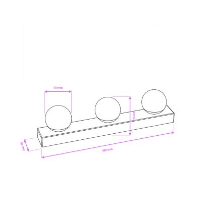 Brilagi - LED kúpeľňové osvetlenie na zrkadlo HOLLYWOOD 3xLED/3W/230V 39 cm IP44 čierne